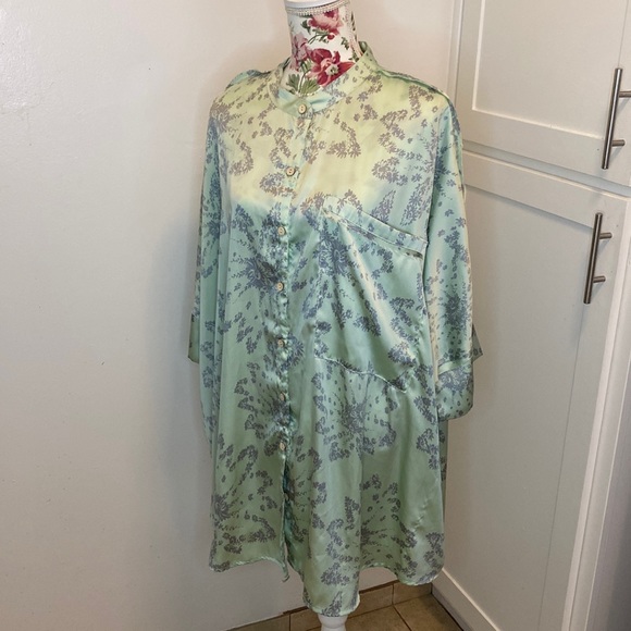 Free People Other - UO Intimately Free People Boxy Button Down Mint Floral Night Shirt